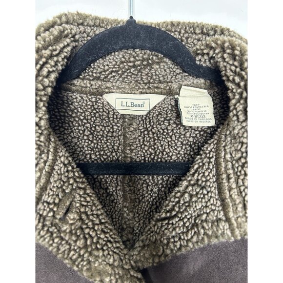L.L. Bean Faux Shearling Vest Women’s Brown Sherpa Button Up Size Small - Picture 4 of 9